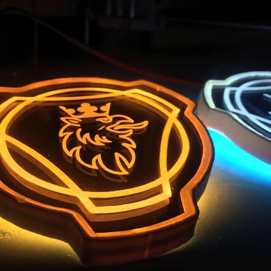SCANIA TRUCK / LORRY LED LOGO LIGHT BOARD CABIN LED SIGN 50x50cm + FREE - 10